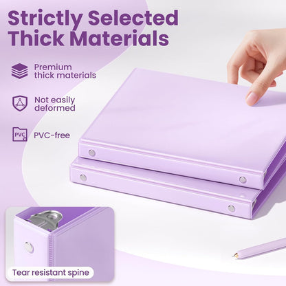 SUNEE 3 Ring Binder 3 Inch 1 Pack, Clear View Binder Three Ring PVC-Free (Fit 8.5x11 Inches) for School or Office Supplies, Pink