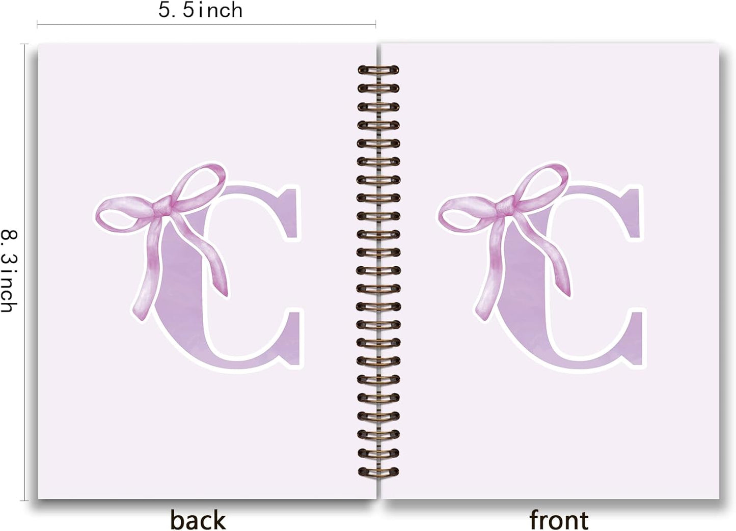 Blue Bow Journal Notebook for Girls,Initial H Journals Personalized Diary Gifts for Teen Girl Kids,Monogrammed Gifts for Women,Trendy Coquette Cute Hardcover Spiral Notebook 5.5 x 8.3 - Colors A