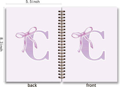 Blue Bow Journal Notebook for Girls,Initial H Journals Personalized Diary Gifts for Teen Girl Kids,Monogrammed Gifts for Women,Trendy Coquette Cute Hardcover Spiral Notebook 5.5 x 8.3 - Colors A