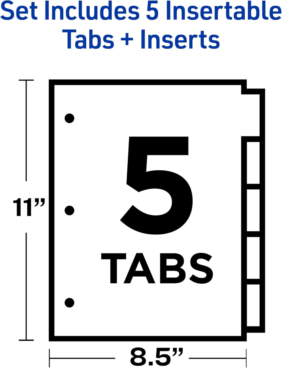 Avery Binder Dividers - 5-Tab Insertable Multicolor Big Tabs for Binders, 1 Set of Dividers (11109)