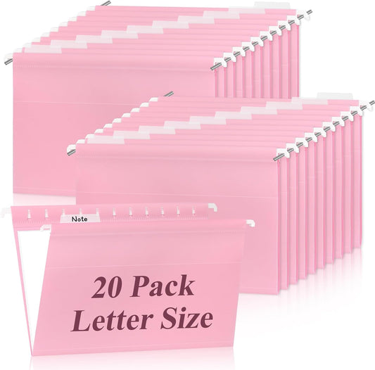 Letter Size Green Hanging File Folders Hanging Document Folder Plastic Transparent Hanging File Folder for File Cabinets Document Filing (20, Sage Green)