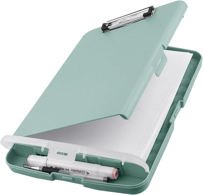 HWPRATO Clipboards Organizer Clipboard with Storage Nursing Clipboard Foldable File Folder Plastic Folio with Storage Case for Teacher,Kids,Doctor,Offices (Retro Blue)