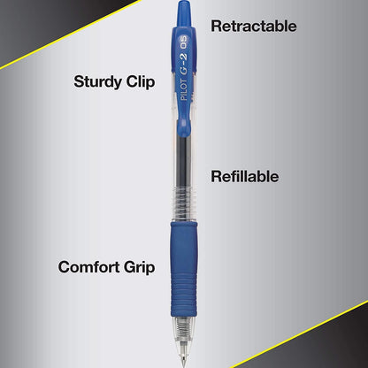 Pilot G2 Premium Gel Roller Pens, Extra Fine Point 0.5 mm, Gel Pens Black, Pack of 14 - Ideal for School, Journaling & Office Writing
