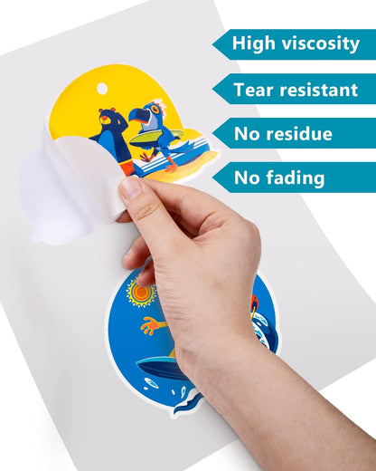 QYH Printable Vinyl Sticker Paper for Inkjet & Laser Printer - Matte White Waterproof, 50 Sheets Vivid Colors, Compatible with Cricut, Silhouette, Ideal for Small Business & DIY- 8.5"x11"