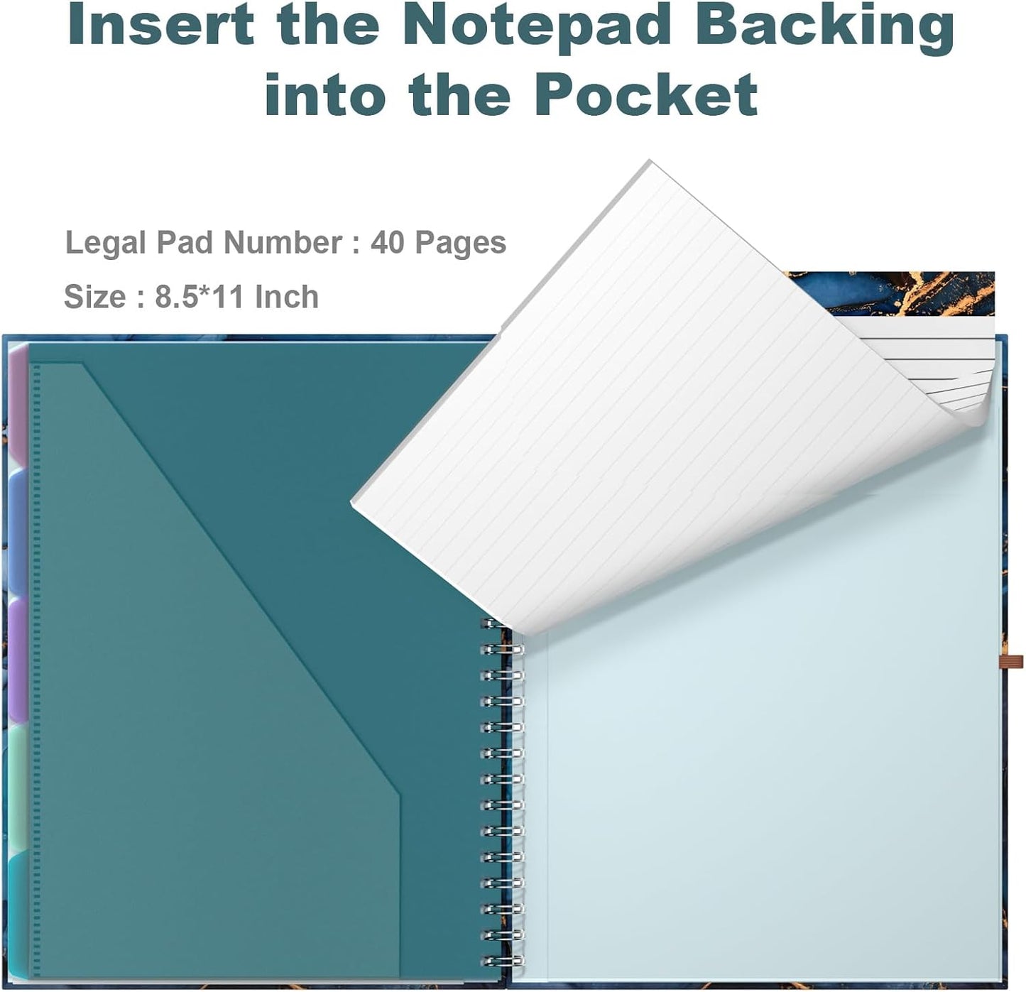 Hongri Clipboard Folio with Refillable Lined Notepad, 8.5 x 11 Folders with Storage 10 Pockets, Spiral Portfolio, Size 12.8X 9.7 in, Office & School Supplies, Skeleton