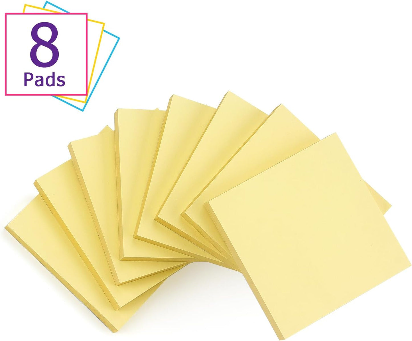 Sticky Notes 3x3 Self-Stick Notes Bright Colors Sticky Notes 8 Pads 80 Sheet/Pad (Blue)