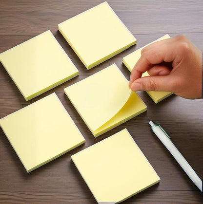 White Sticky Notes 6 Pads 3 X 3 Inch 100 Sheets/Pad Self-Stick Notes Pads 600 Sheets Total