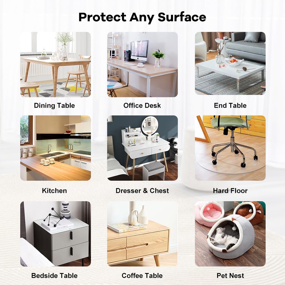 Transparent 14x24 in Small Office Desk Blotter Mat Clear Plastic Table Protector Cover Pad PVC Topper Surface Proection Mat Pad Anti Scratch Table Mat Glass End Table Protector Waterproof Easy Clean - Colors H