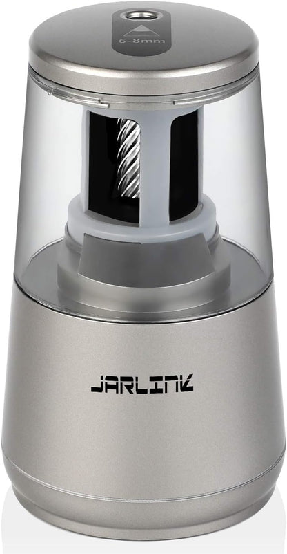 JARLINK Electric Pencil Sharpener, Heavy-Duty Helical Blade to Fast Sharpen, Auto Stop for No.2/Colored Pencils(6-8mm), AC Adapter/Battery Operated in School Classroom/Office/Home (Black)