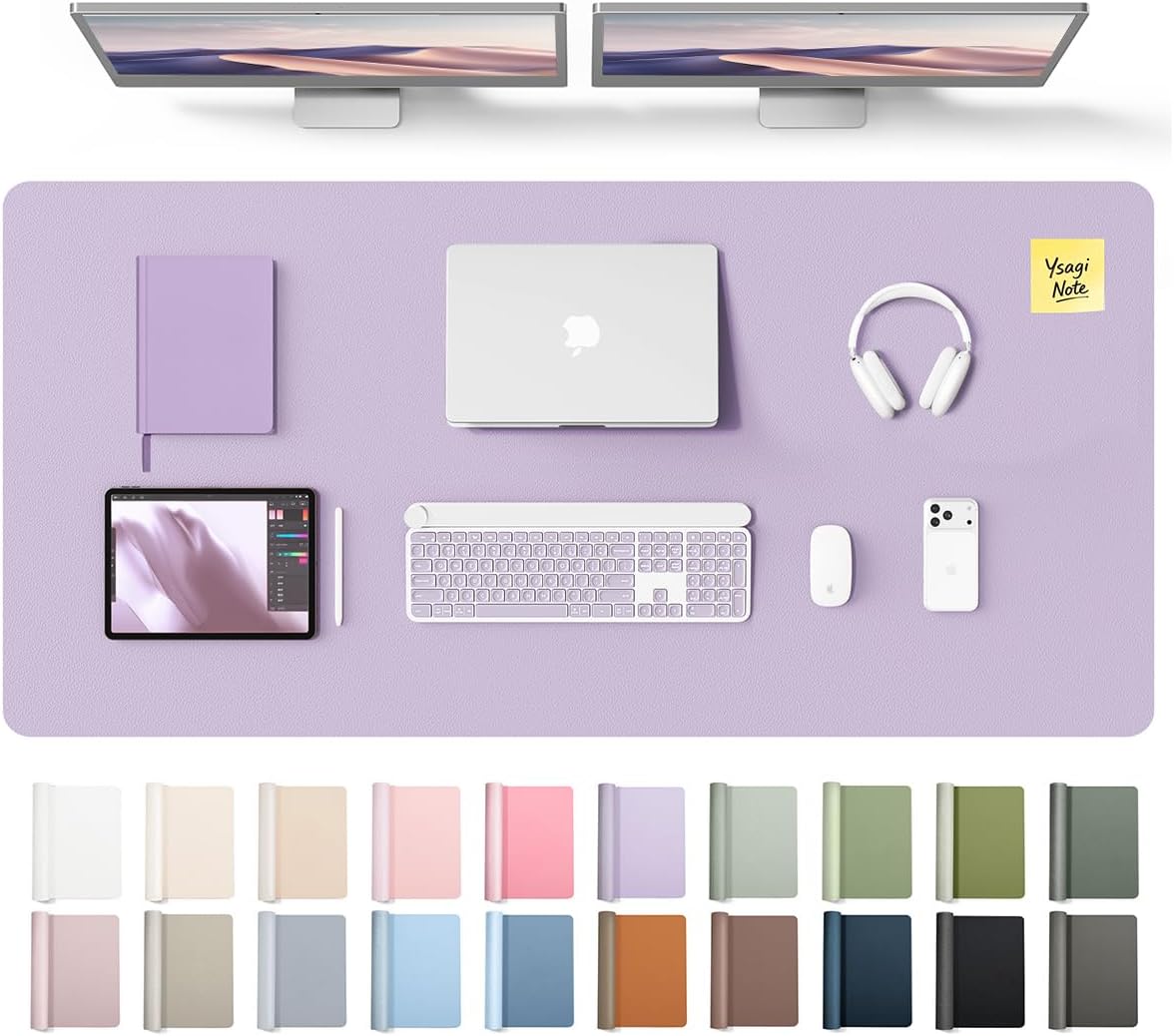 YSAGi Leather Desk Pad Protector, Large Mouse Pad, Non-Slip PU Leather Desk Blotter, Waterproof Writing Pad for Office and Home (31.5" x 15.8", Eggshell) - Colors A
