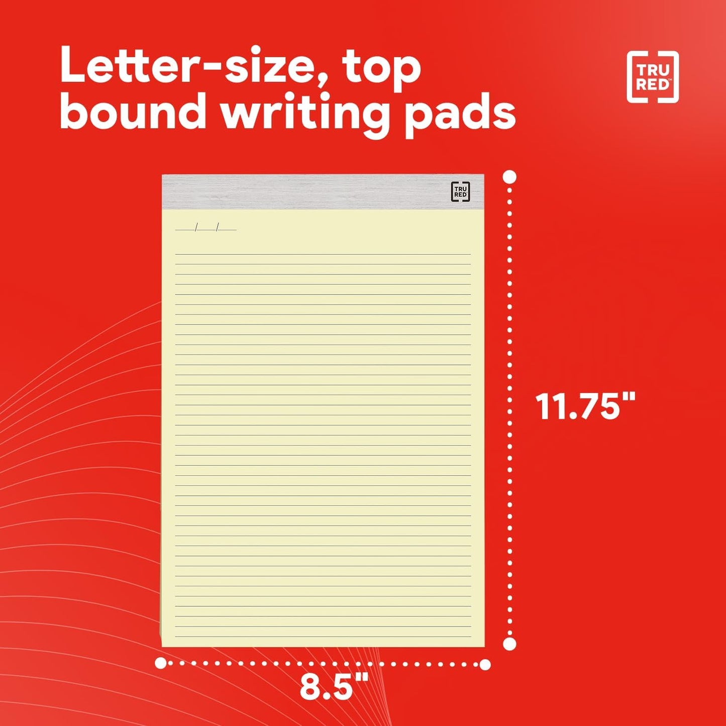 TRU RED Notepads, 8.5” x 11.75”, Narrow Ruled, Ivory, Perforated, 12‑Pack