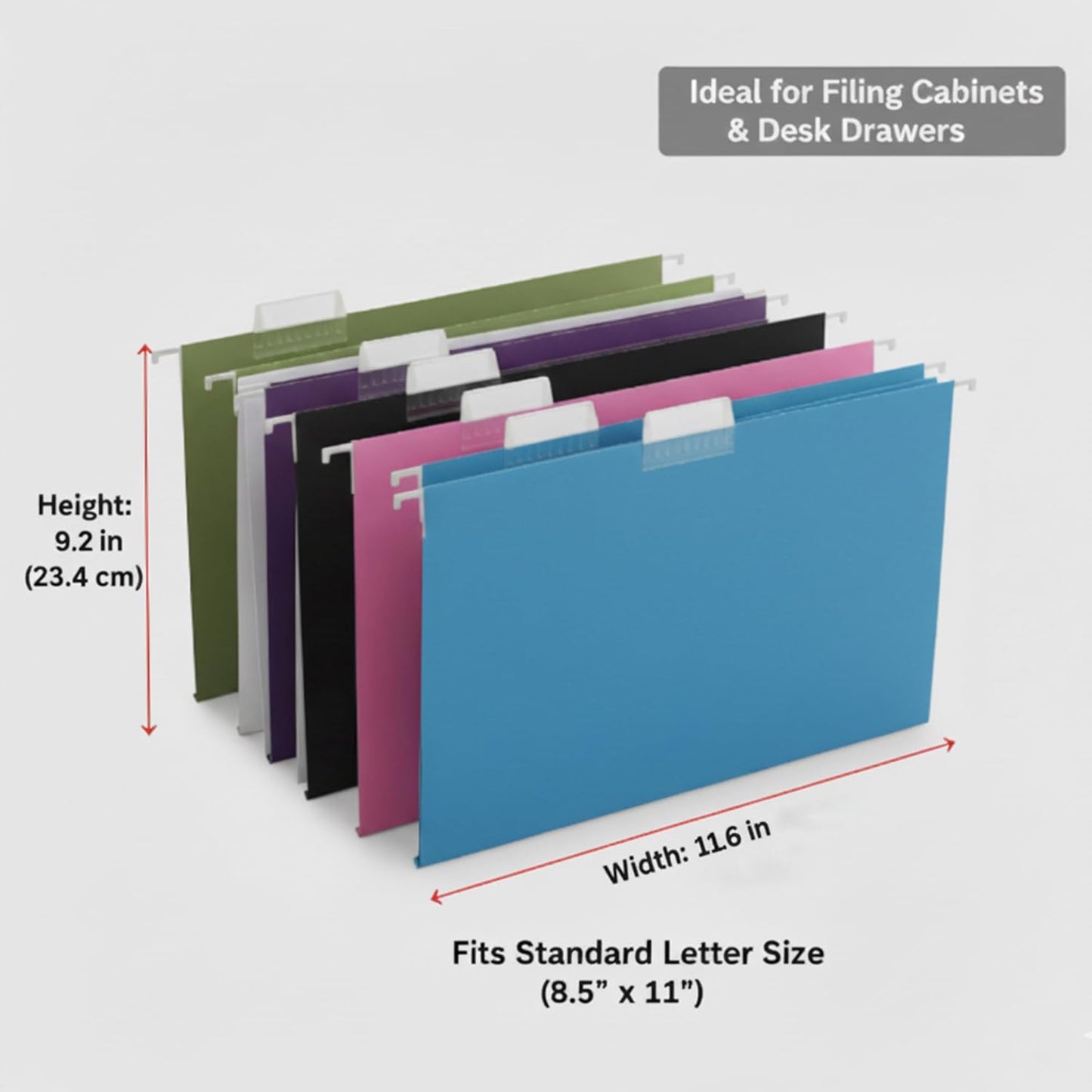 VZCPYTPM 25 Pack Hanging File Folders Letter Size,Pink Reliable Hanging Folders for Filing Cabinet,Reinforced Rods for Smooth Gliding,Includes 1/5 Adjustable Tabs & Inserts,Ideal for Home & Office