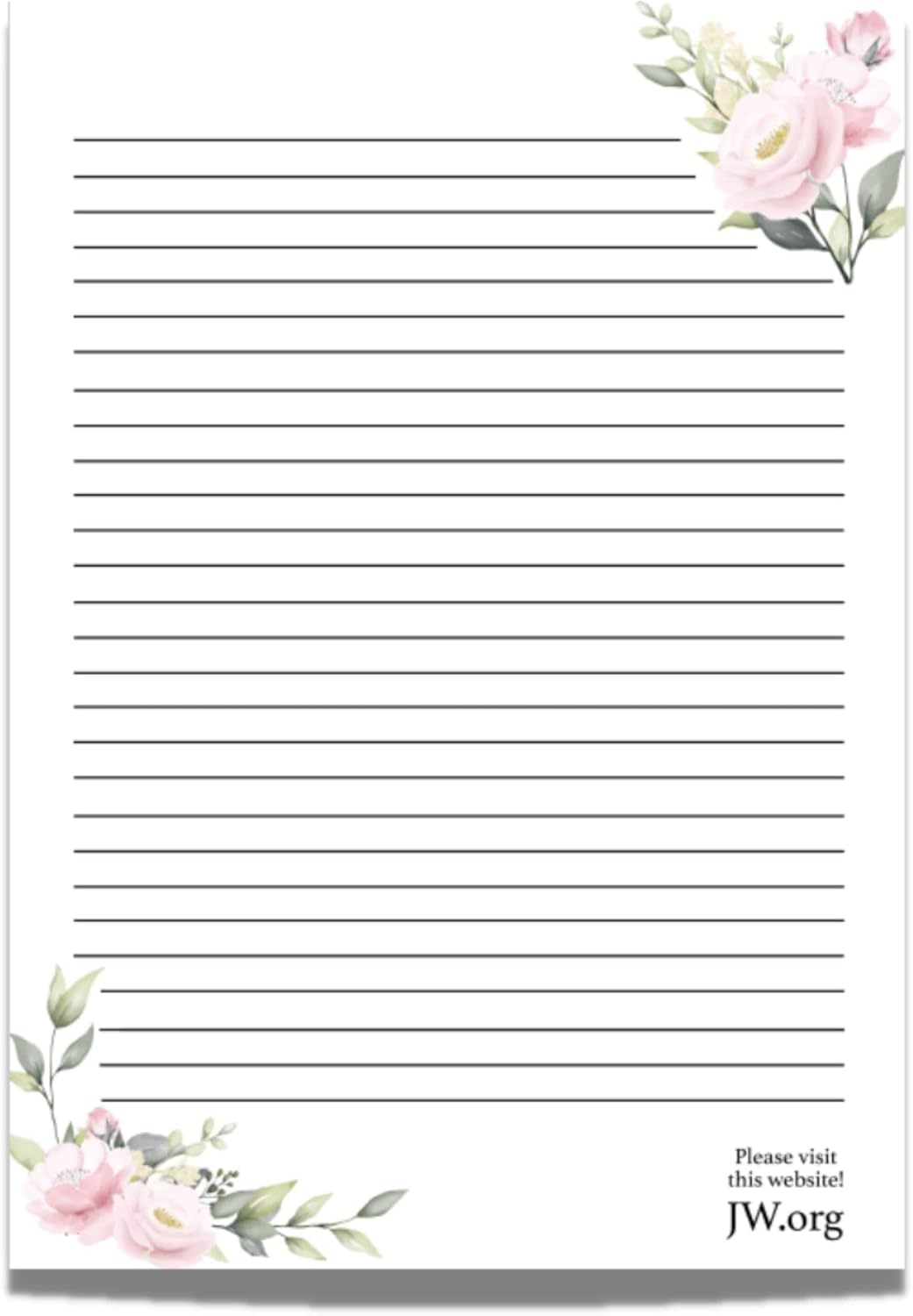 JW Letter Writing A4 Pad Stationery Paper Lined Gift Notepad Writing Sheets (Pink Rose)