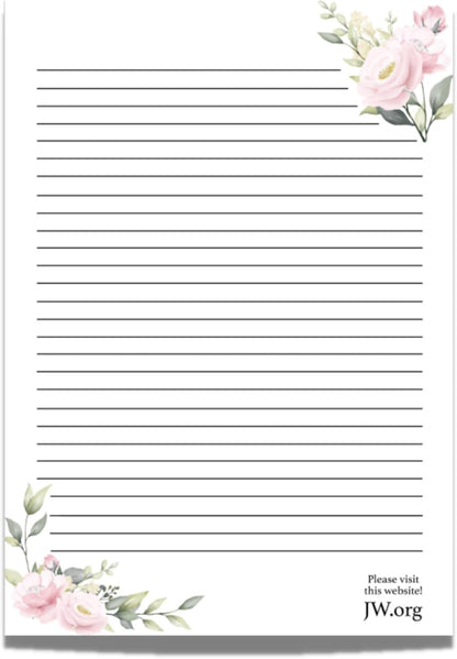 JW Letter Writing A4 Pad Stationery Paper Lined Gift Notepad Writing Sheets (Pink Rose)