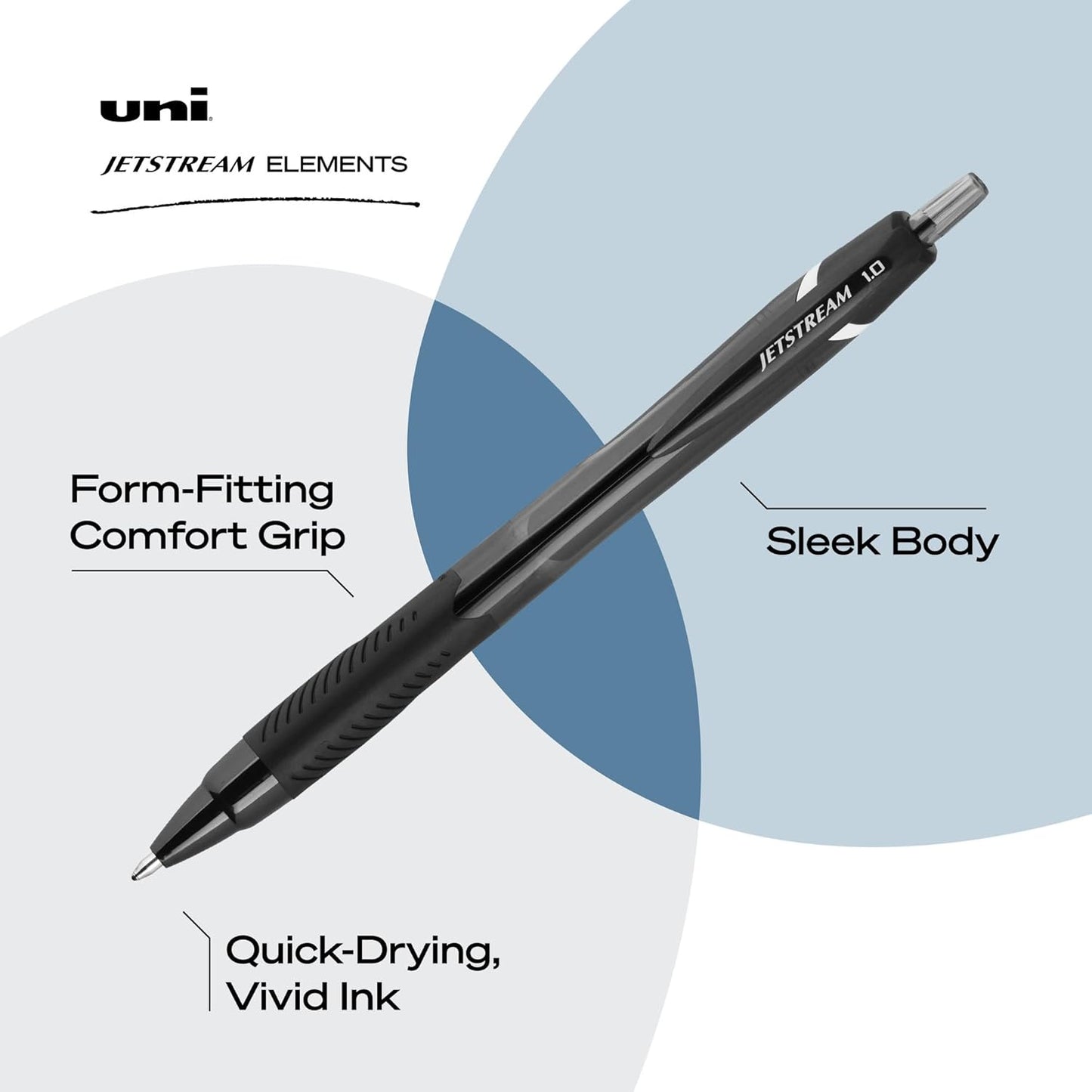 uniball Jetstream 101 Ballpoint Pens, Medium Point (1.0mm), Blue, 12 Pack