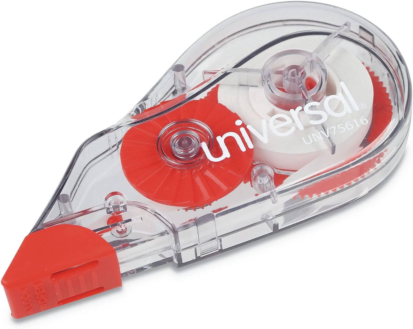 Universal UNV75616 0.2 in. x 315 in. Non-Refillable Correction Tape Dispenser - Transparent/Red (10/Pack)