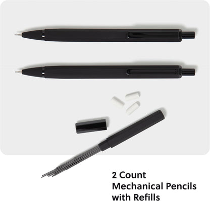 U Brands Cambria Mechanical Pencils, Set of 2, Blush Pink, Soft Touch, Medium (0.7 mm) Point, Lead and Eraser Refills