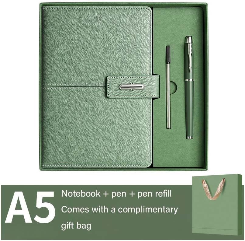 A5 Notebook Journal Leather Journal Hardcover With Pen Set for Work School Writing Business Notebook 200 pages + pen refill + gift box packaging(Blue)