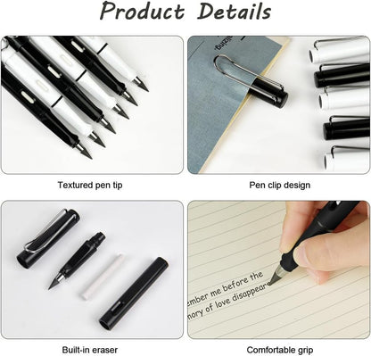 Ainiv Inkless Pencil with Eraser - 5 Sets Infinity Pencil, Reusable with Extra 5 Eraser & 5 Replaceable Nibs for Home, Office & School Writing, Drawing