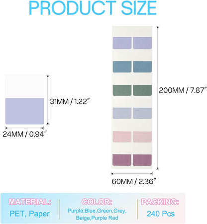 PATIKIL Clear Index Sticky Tabs, 240 Pcs Large Transparent Sticky Notes Bookmarks Planner Stickers Page Tabs for Office Notebooks File Folder Ledger Book, Gradient Purple