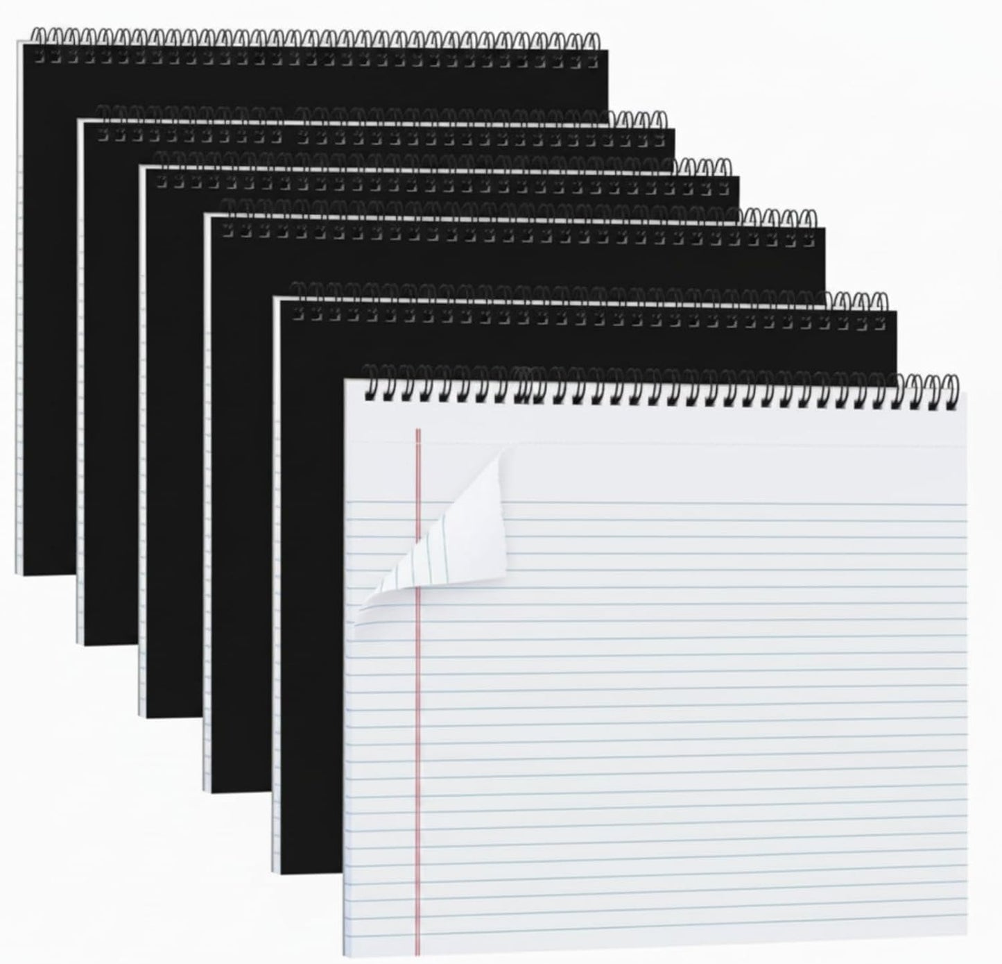 MotiMind 4 Pcs Legal Pads Landscape Notebooks Hole Punched Top Spiral Bound Notebooks 11 x 9.5 Inch College Ruled Drawing Notepad Tear Line for Removal 50 Sheet Office Steno Book(White)