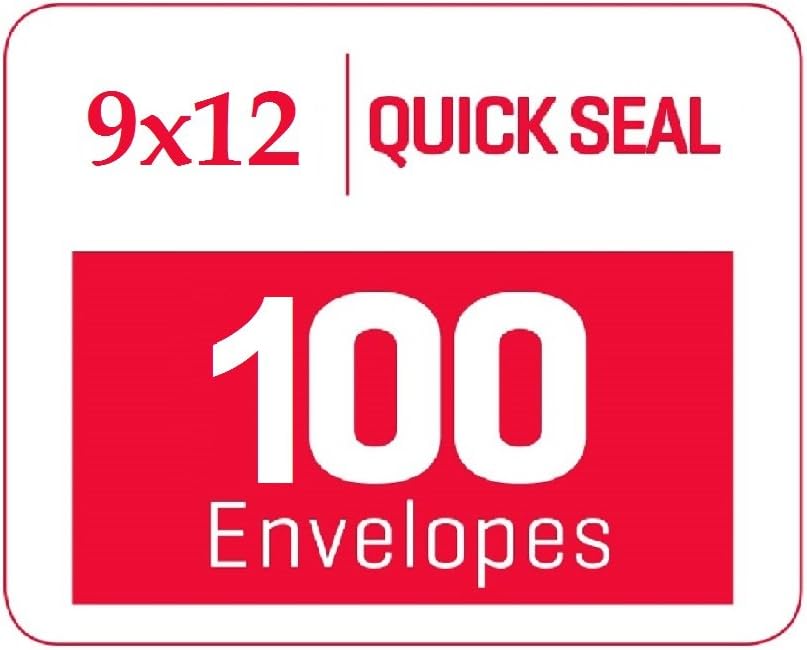 Aimoh 100 9 x 12 SELF Seal Security White Catalog Envelopes - 28lb - Security Tinted, Ultra Strong Quick-Seal, 9x12 inch (38100)