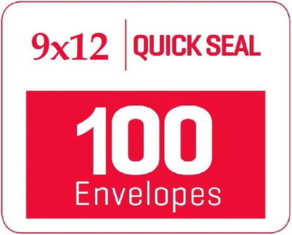 Aimoh 100 9 x 12 SELF Seal Security White Catalog Envelopes - 28lb - Security Tinted, Ultra Strong Quick-Seal, 9x12 inch (38100)