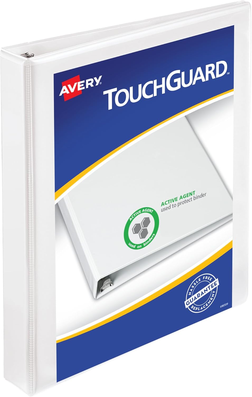 Avery TouchGuard Protection 3 Ring Binder, Customizable Cover, 1.5 Inch Slant Rings, 1 White Binder (17142)