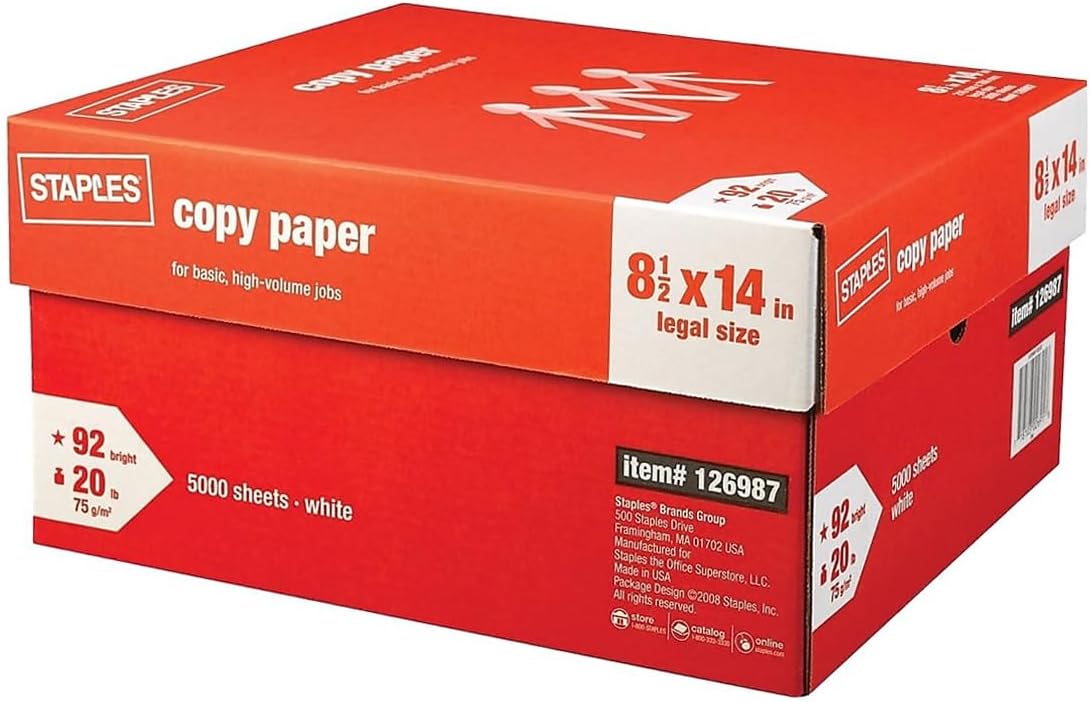 TRU RED 8.5x11 Copy Paper 20 lb. 92-Bright 5000 Sheets/Carton, For Office, School & Home
