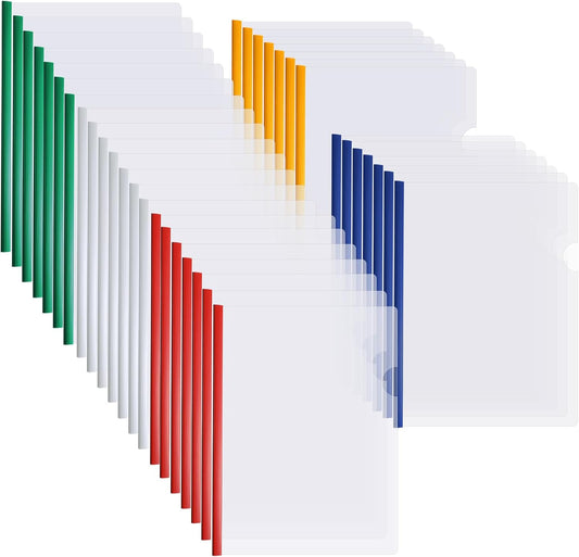 150 Pcs Bulk A4 Clear Report Cover with Sliding Bar 5 Colors Folder Binder Sliding Bar Files Classification Transparent Resume Clipbar Presentation File Folders for School and Office