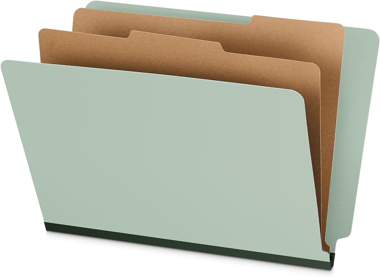 Staples Heavy‑Duty Classification Folder, 2 Dividers, 2" Expansion, Letter Size, 60% Recycled Pressboard, Gray/Green, 10/Box