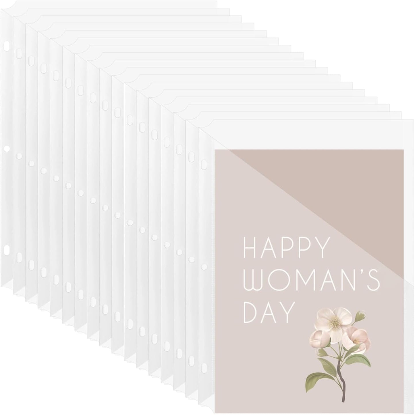 50 PCS Punch Binder Folders,3 Hole Binder Plastic Sleeves,Clear Poly Translucent Slash File Jacket Binder Organizer Pockets for Paper Document