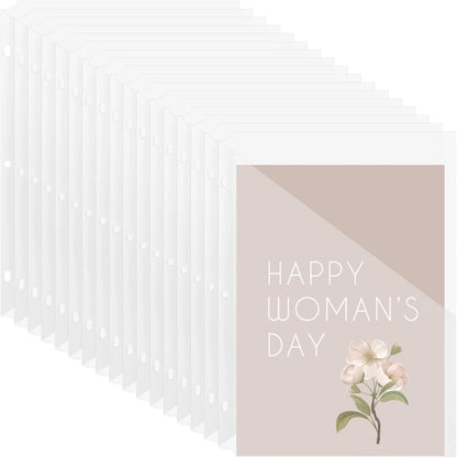 50 PCS Punch Binder Folders,3 Hole Binder Plastic Sleeves,Clear Poly Translucent Slash File Jacket Binder Organizer Pockets for Paper Document