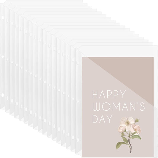 50 PCS Punch Binder Folders,3 Hole Binder Plastic Sleeves,Clear Poly Translucent Slash File Jacket Binder Organizer Pockets for Paper Document