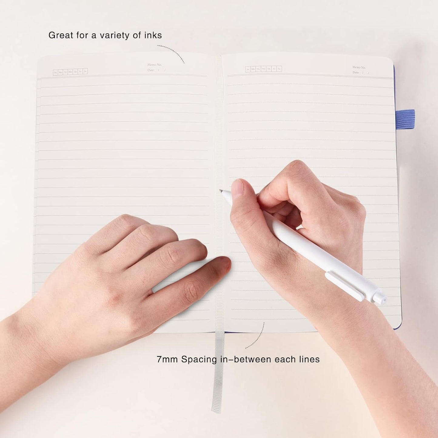 Deziliao Lined Journal Notebooks with Pen Loop, Hardcover Notebook Journal for Work, 100Gsm Premium Thick Paper with Inner Pocket, Medium 5.7"x8.4", （Black, Ruled）