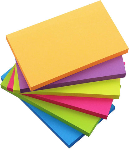Sticky Notes 8x6, 6 Color Bright Colorful Sticky Pad, 6 Pads/Pack, 45 Sheets/Pad, Self-Sticky Note Pads