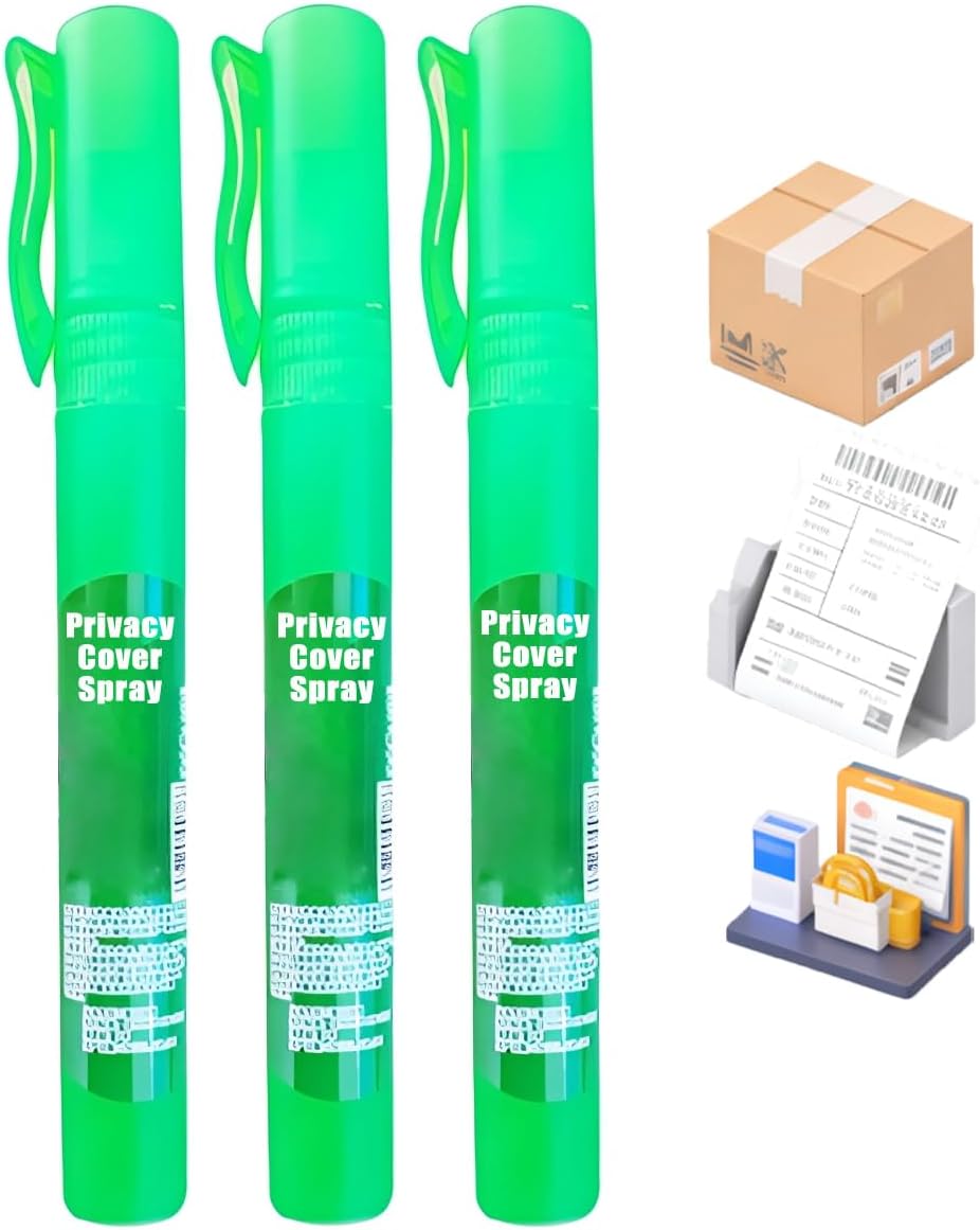 XIRUJNFD Privacy Cover Spray, 10ml Thermal Paper Eraser Spray, White Out Liquid, Information Protection Correction Fluid for Documents, Labels, Packages, Addresses, Privacy Protection (3)