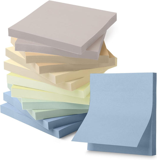 Mr. Pen- Sticky Notes, 3"x3", 12 Pads, 600 Sheets, Whispers of Nature, Sticky Notes Bulk, Self-Stick Note Pads, Perfect for Office, School, Home, Study & Organization