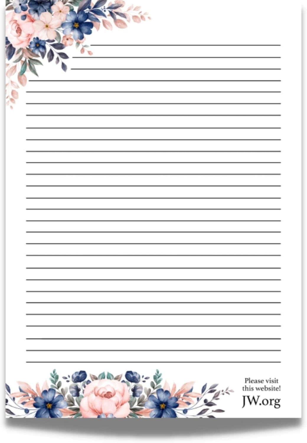 JW Letter Writing A4 Pad Stationery Paper Lined Gift Notepad Writing Sheets (Pink Rose)