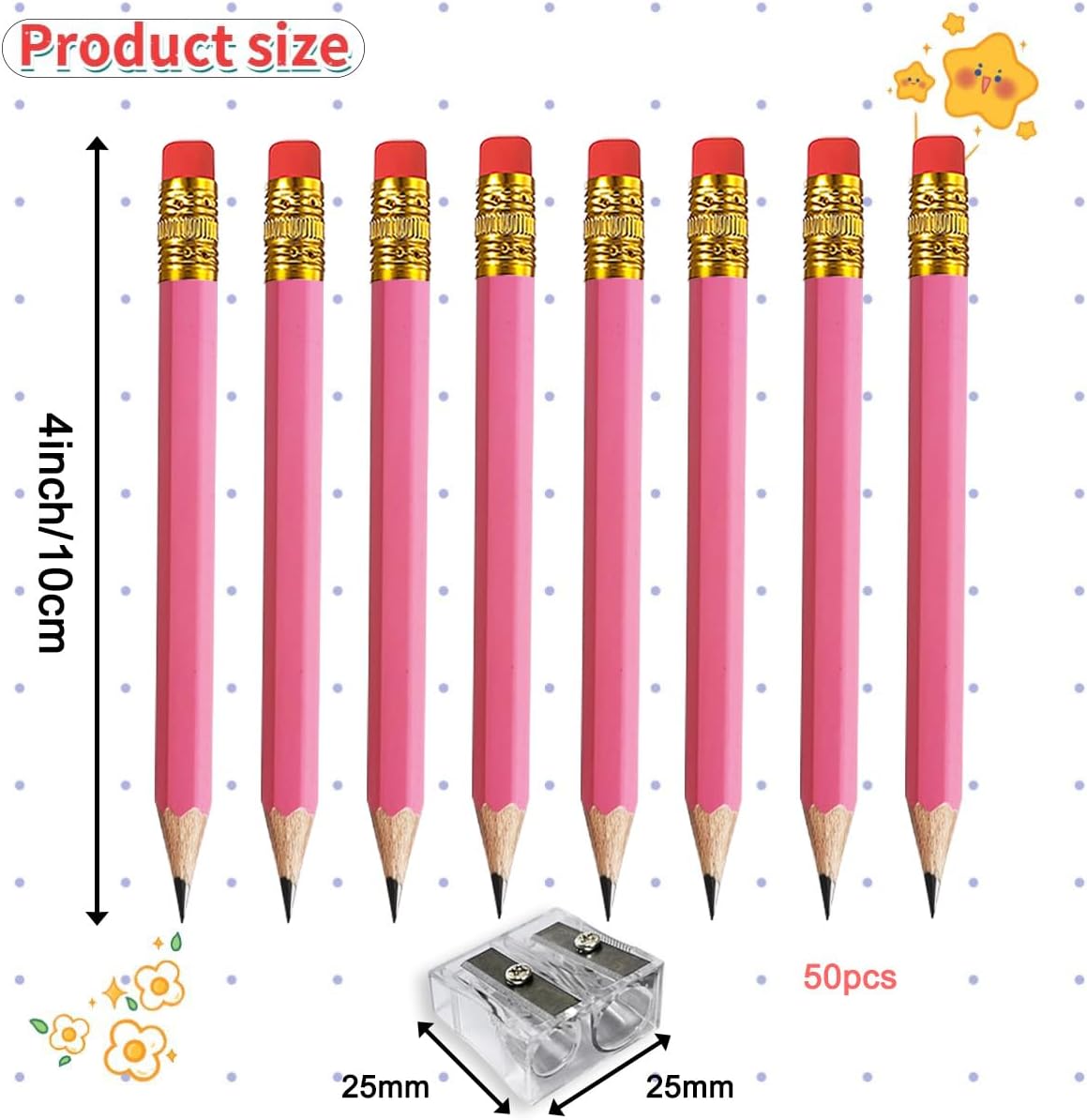 Adhere 25pcs Golf Pencils with Eraser Pre sharpened Hexagon half Wooden Pencils Graphite 2B for Golf Event Scoring,Classroom,Wedding,Company Meetings,Pew, Pocket (Nature)