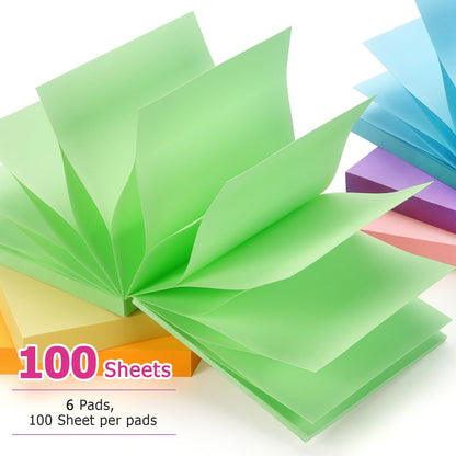 Early Buy Pop Up 3x3 Sticky Notes Self-Stick Notes 6 Pads, 6 Pastel Color, 100 Sheets/Pad