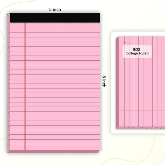 AILZFEI 6pcs Small Note Pads 5x8 Notebook Colored Legal Pads Paper College Ruled Notepad Writing Pads 5 x 8 Perforated Narrow Ruled Pads of Paper (Multicolor)