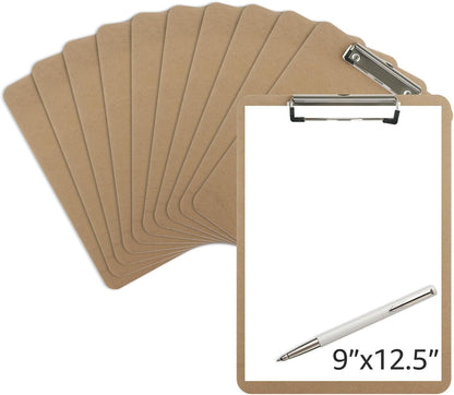 MIVIDE 23 Pack Clipboards Bulk, Hardboard Office Wooden Clipboards, Letter Size Clipboard with Low Profile Clip, Clipboard with Hang for Classroom, School, Home, Office Supply
