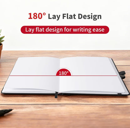 Heture Hardcover Notebooks, A5 Lined Journals Notebook for Writing 160 Pages, 8.2 x 5.5 inch, Classic Ruled Notebooks for College/Work/Travel (Lined-3 Pack, Black)