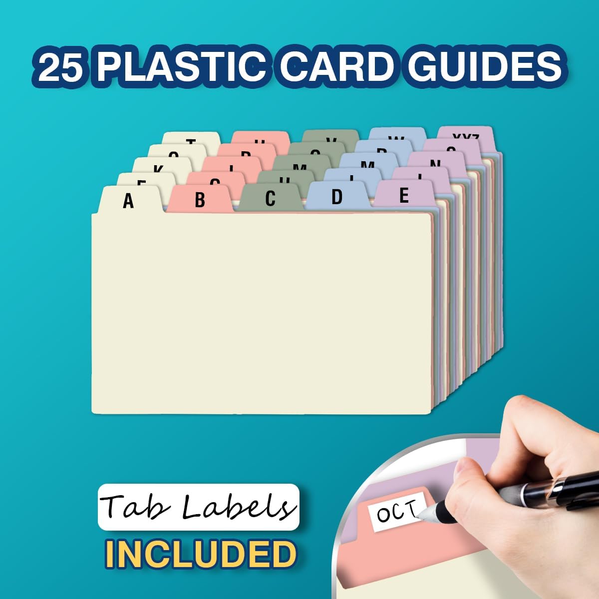 H4D 3x5 Index Card Holder with 100 Heavyweight Ruled Index Cards and 25 Plastic Dividers, Black