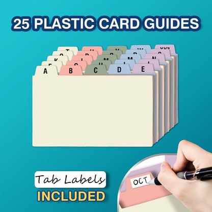 H4D 3x5 Index Card Holder with 100 Heavyweight Ruled Index Cards and 25 Plastic Dividers, Black