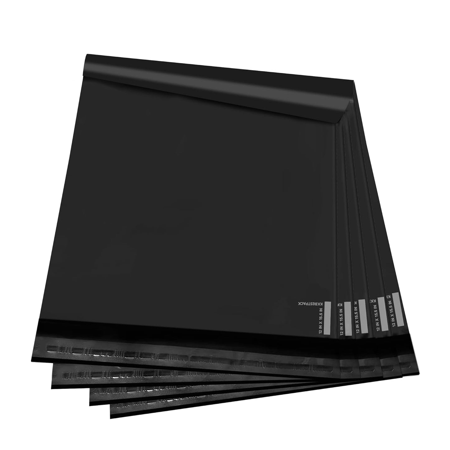 KKBESTPACK 100 Pcs 12x15.5 Poly Mailer Envelopes Shipping Bags Self Adhesive Waterproof Bags (Black), 12 x 15.5
