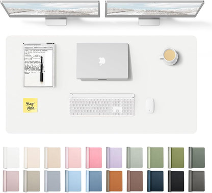 YSAGi Leather Desk Pad Protector, Office Desk Mat, Large Mouse Pad, Non-Slip PU Leather Desk Blotter, Waterproof Laptop Desk Writing Pad for Office and Home (23.6" x 13.8", Eggshell) - Colors A