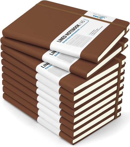Dynta Hardcover Journal Notebooks, 10 Packs A5 Lined Journals Bulk for Writing 200 Pages/100Sheets, 8.4 x 5.8 inch, 10 Colors Classic Ruled Notebook for Work/Travel/College/Note Taking