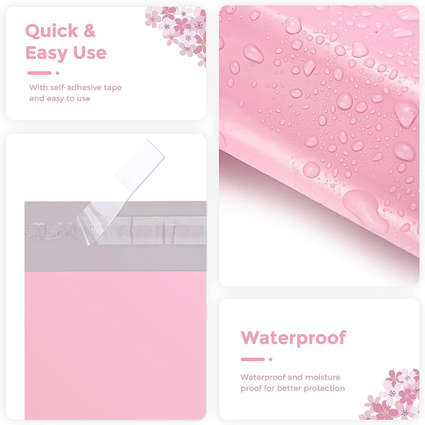 Metronic Poly Mailers 10X13 100 Pack, Strong Adhesive Shipping Envelopes for Clothing, Medium Shipping Bags for Small Businesses, Waterproof Mailers Poly Bags, Packages Bags Light Pink